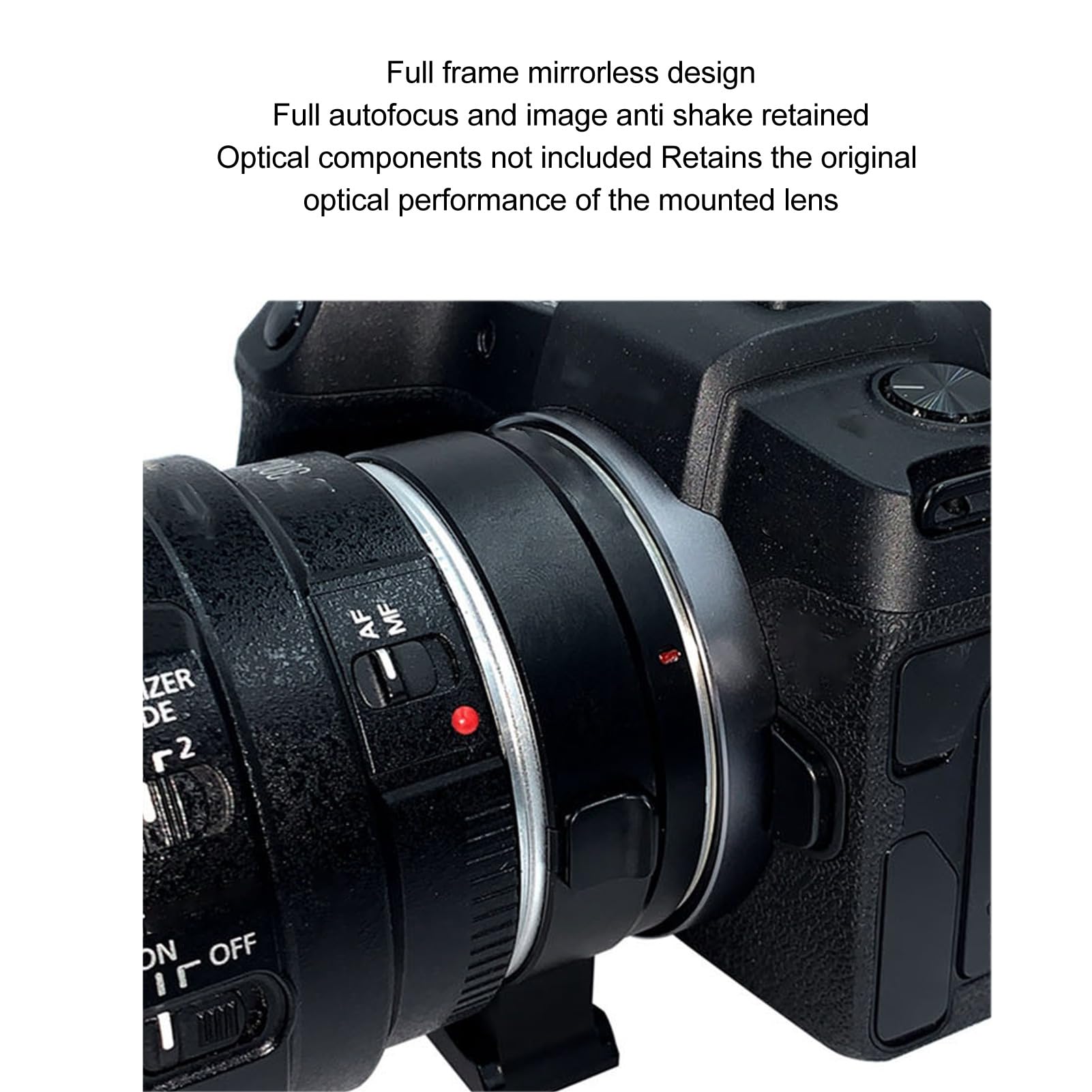 Fabater Adattatore per Obiettivo, Messa a Fuoco Automatica Anti-vibrazione Convertitore da EF a R in Lega di Alluminio con Contatti Elettronici in Metallo per Fotocamere Mirrorless R7 R6 R10 R5C R3