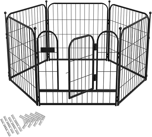 Miniatura 1 de Mino Kesper Bolígrafos de metal para perros pequeños en interiores y exteriores, resistentes corralitos para cachorros con puerta de paseo, 6