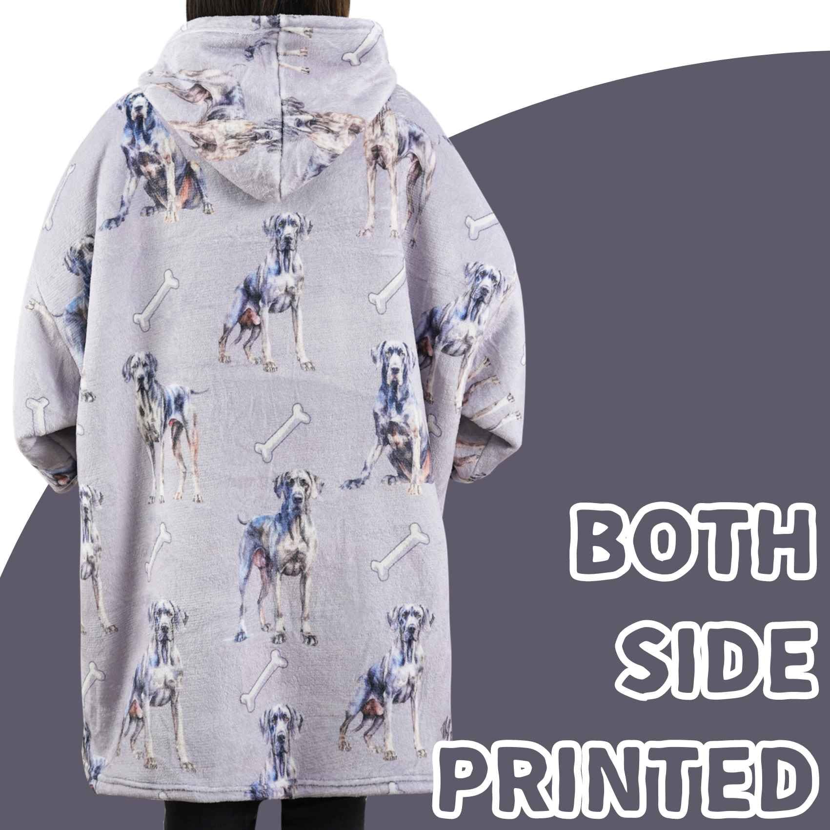 Huglanket Great Dane Gifts for Dog Lovers & Dog Mom, Wearable Flannel Great Dane Blanket Hoodie with Two Large Pocket