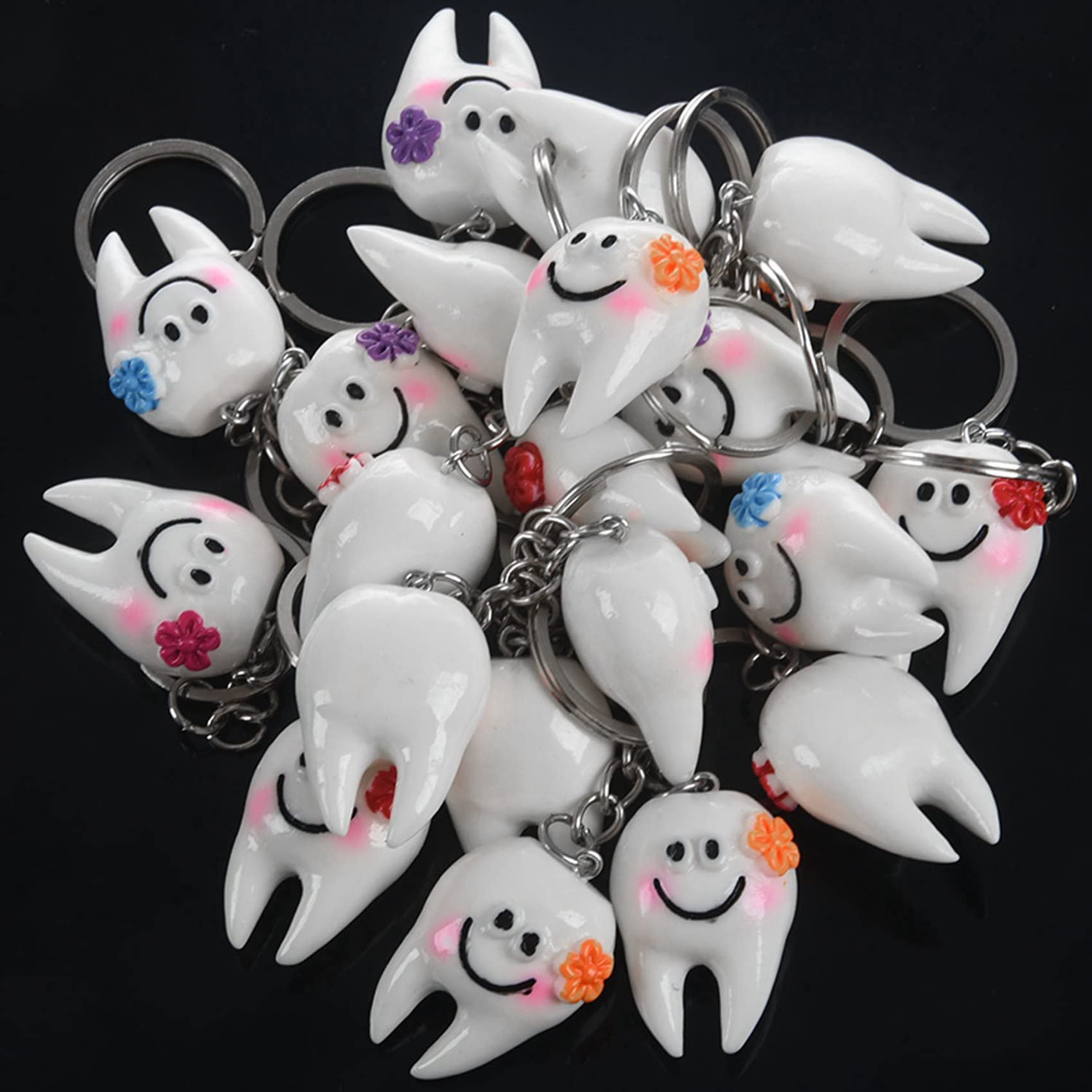 60 Stuecke Schluesselbund Schluesselanhaenger Haenge Zahn Form Suesses Dental Geschenk