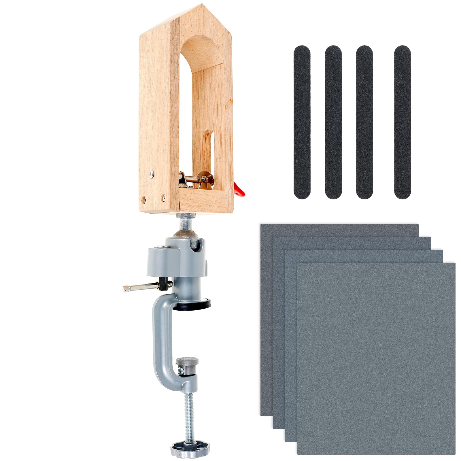 NZWBSHSSP Leather Stitching Pony 180° Rotatable Leather Sewing Clamp Hand Stitching Wooden Clamp Tool Table Desktop Stitching Pony Clamp Leathercraft Hand Sewing Clamping Tool for Leather(Style 1)