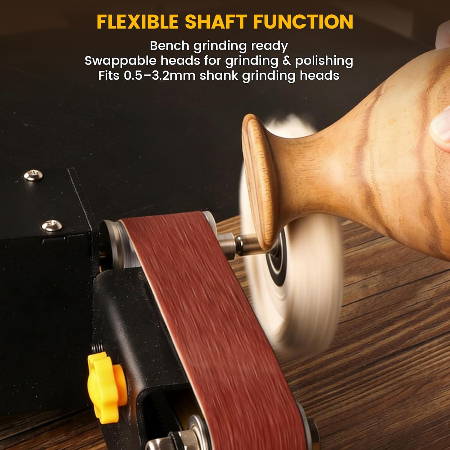 6-In-1 Mini Belt Sander Mini Belt Sander, Electric Small Sander Knife Sharpener Supplies, 7 Adjustable Speed, 795 Motor, Metal Wood DIY Handcraft, Tool & Knife Sharpening (Deluxe Set).