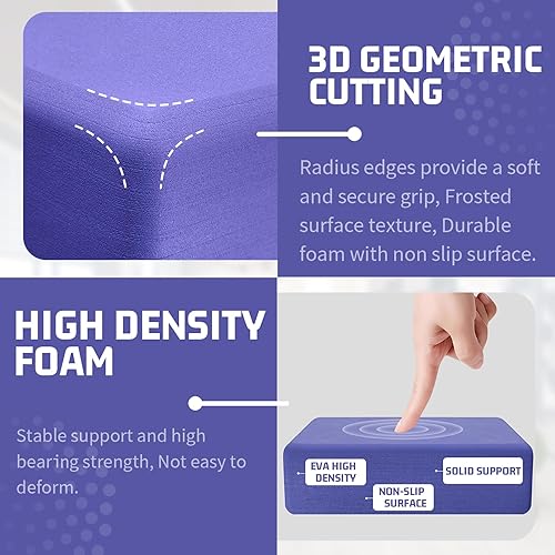 Miniatura 3 de Yoga Blocks 2 Pack, EVA Foam Yoga Block Supportive, Non-Slip Exercise Blocks, Yoga Accessories for Pilates, Meditation, Balance, Stretching and Deep