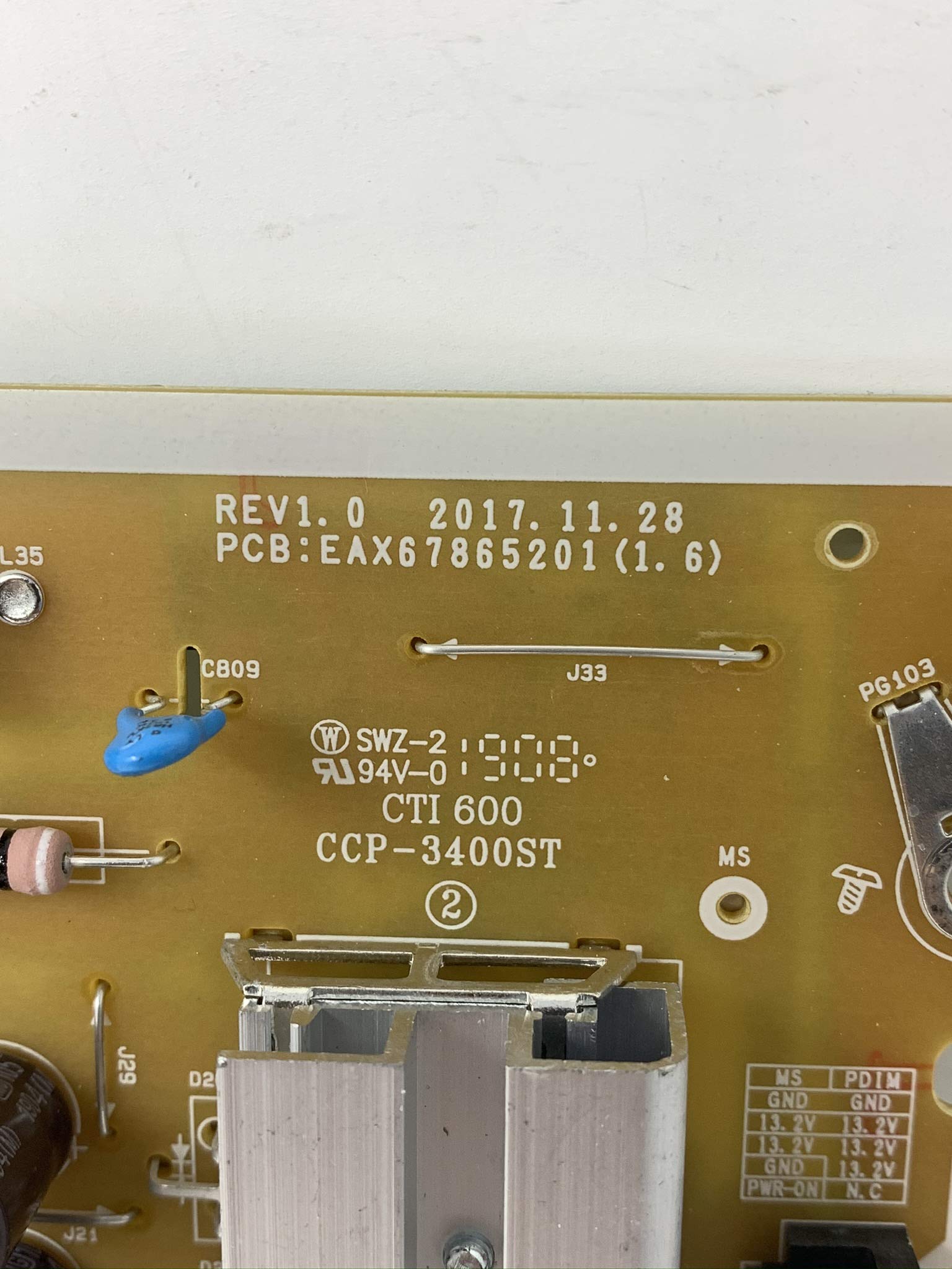 Carte d'alimentation télé Lg 43UH610V-ZB Référence: EAX66883501 (1.5
