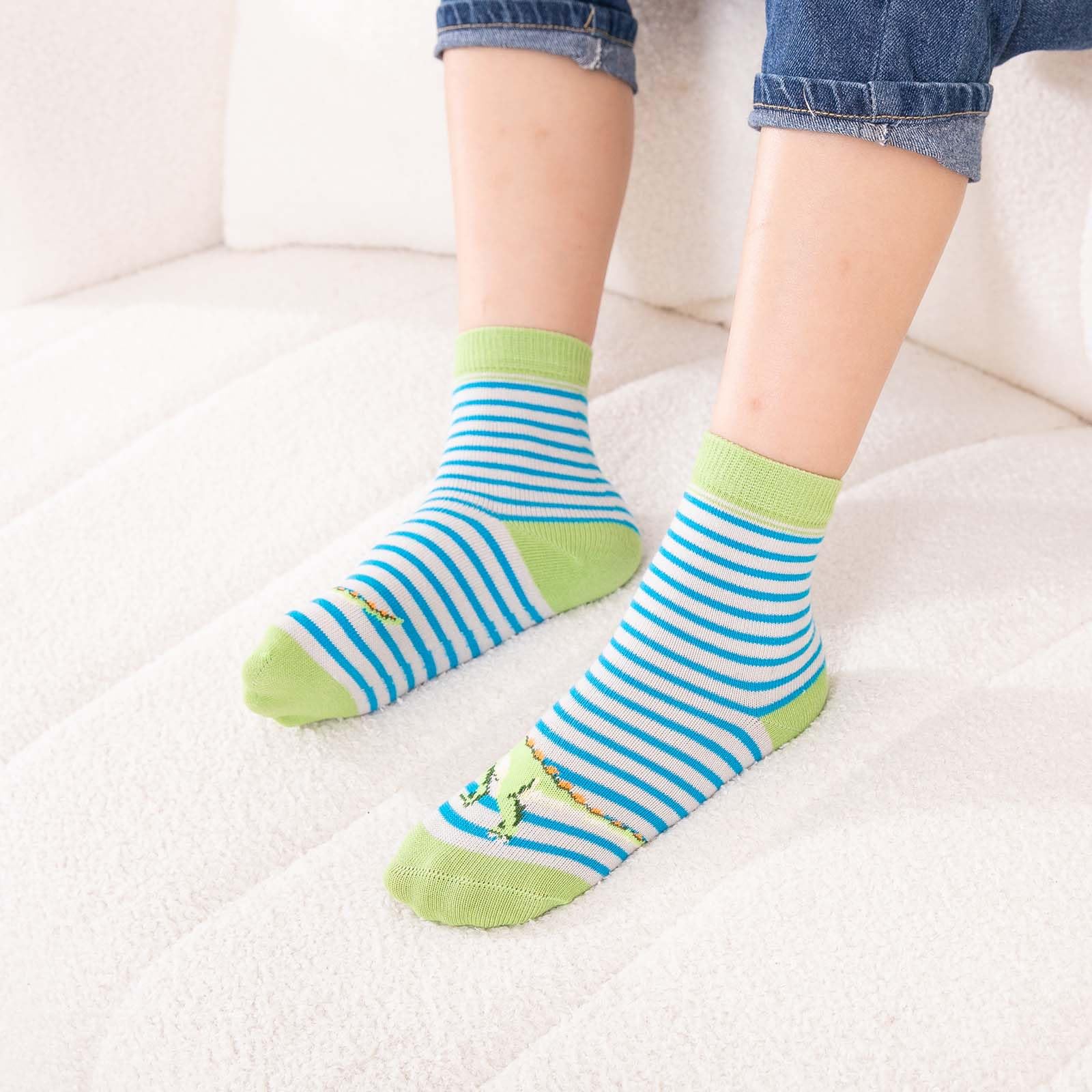 PUTUO Calzini Bambino Calze Divertenti: Calzini Bimbo di Cotone Calzettoni Corte Animali 2-12 Anni 5 Paia