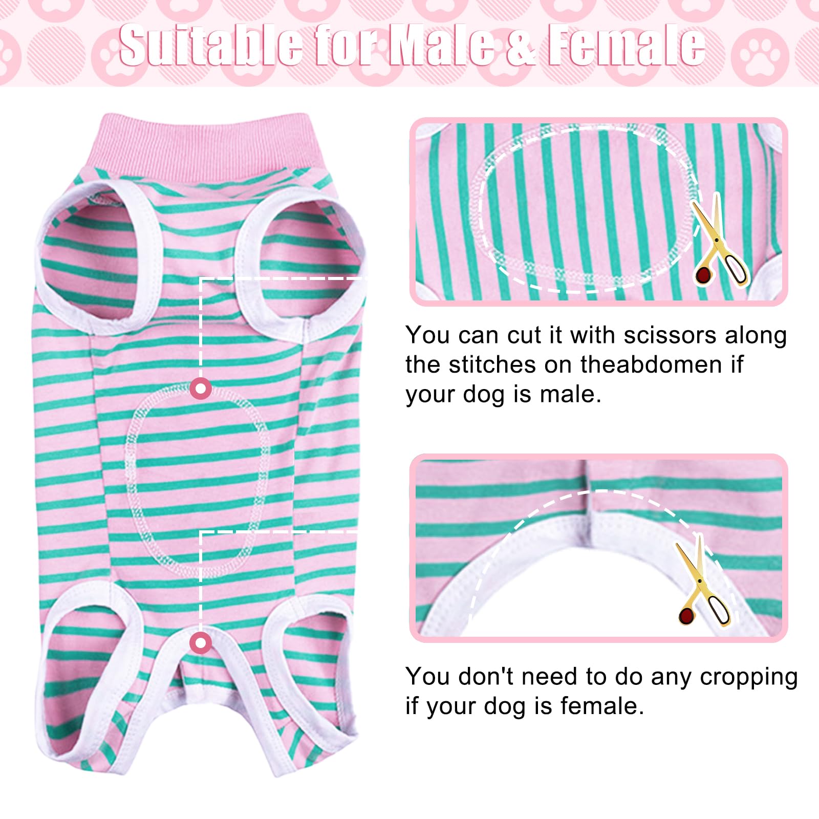FEimaX Dog Surgery Recovery Suit, Pet Onesie after Surgery for Female Male Dogs Cone E-Collar Alternative - Image 3
