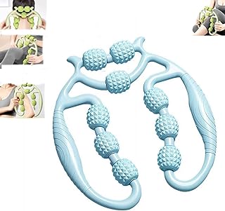 Circular Leg Clamp,Manual Massage Relax Roller with 9 Wheels,Multifunctional Ring Roller Neck Hand Arm Muscle Relaxer,Massage Tools for Women and Men Muscle Pain Relief Indoor Sports Yoga