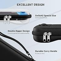 Vista 4 de ECHTPower Accessories Bundle for Nintendo Switch 2, Switch 2 Carrying Case, Silicone Protective Cover, 2 Piece HD Screen Protector, Durable