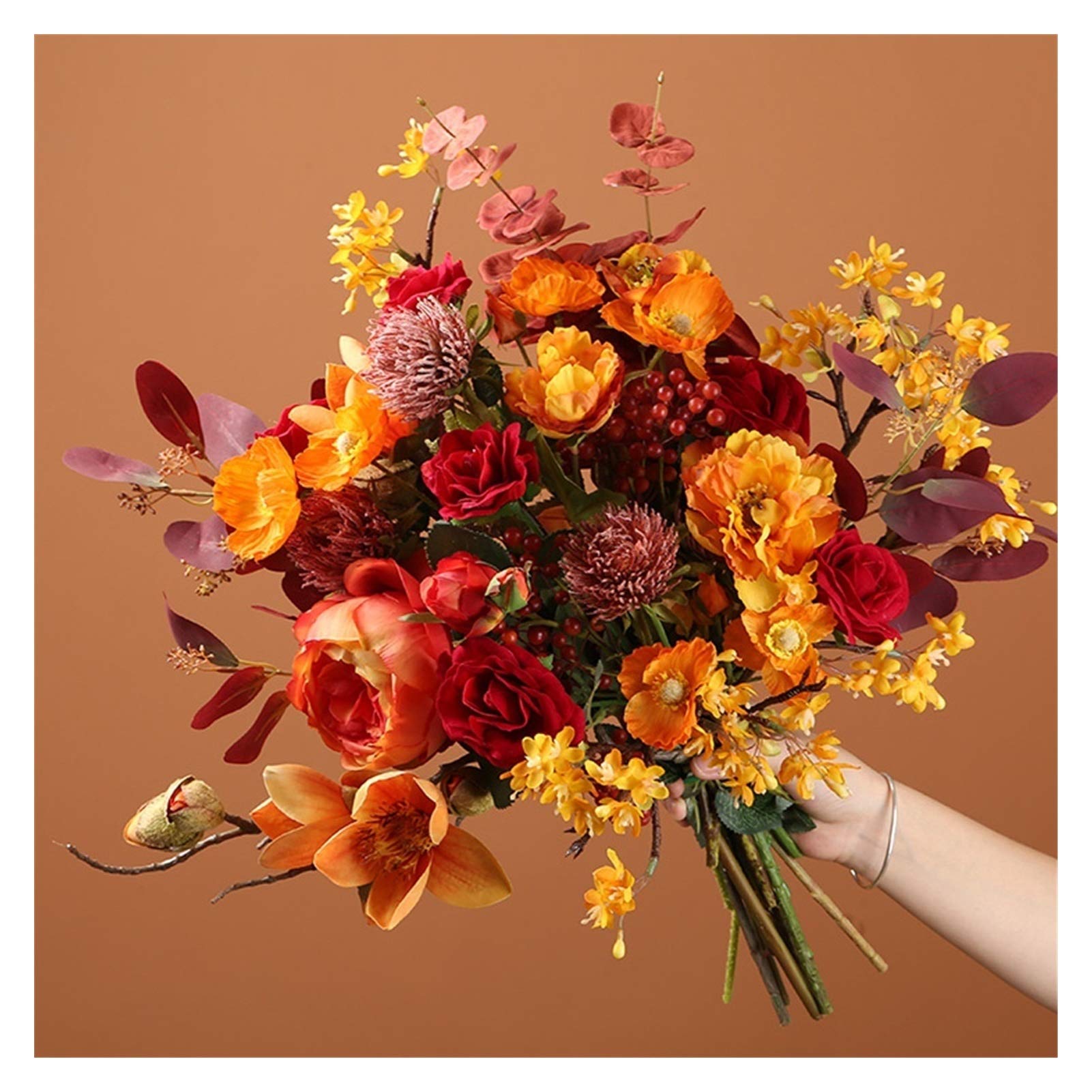 Fleurs artificielles pour décoration et bouquets de fleurs séchées en plastique