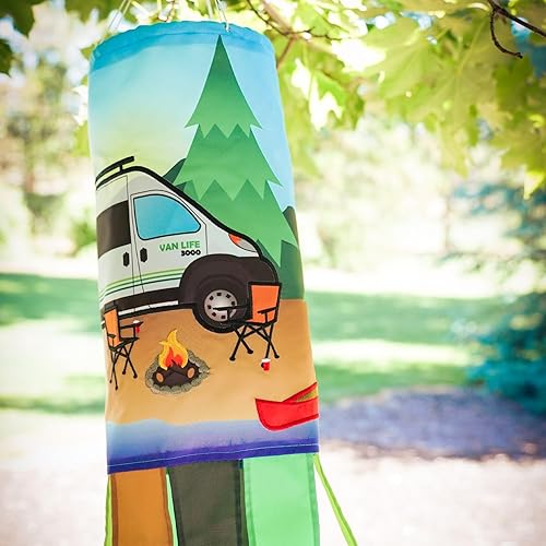 Vista 18 de In the Breeze Tienda de campaña de camping 40 pulgadas apliques Windsock - Decoración colgante con escena al aire libre Tienda Campint