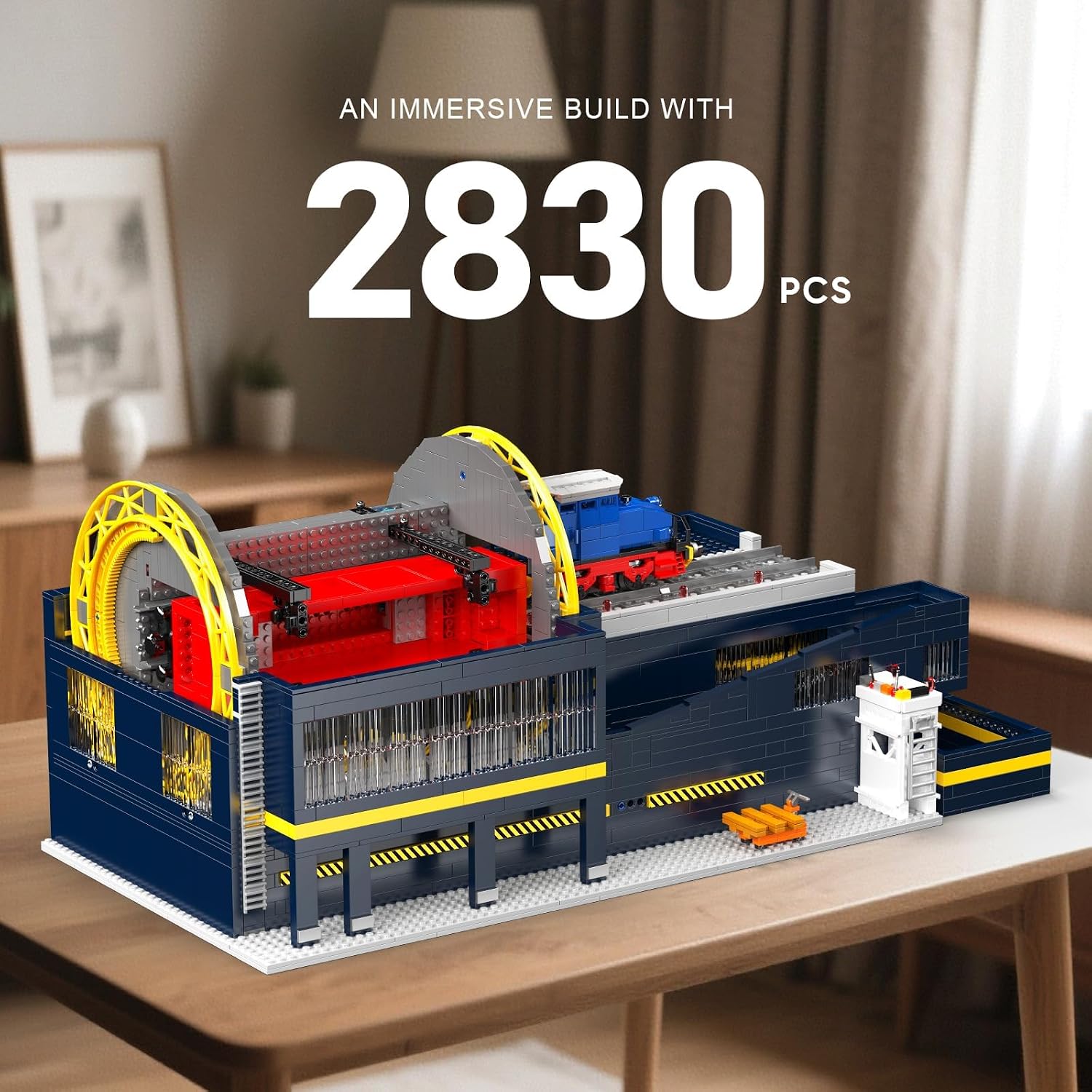 Mould King 17094 Railway Loader Model Building Set, MOC 2830 Mechanical Transportation Vehicle with Rotating Wheel Steering System, Advanced Engineering Assembly Kit for Adult