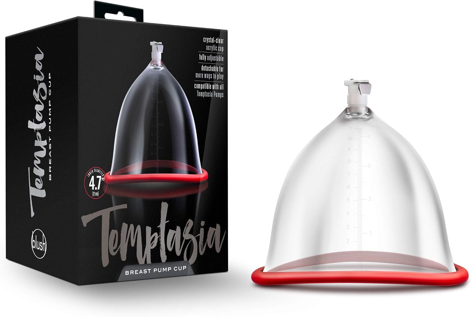 Blush Temptasia 4.7" Breast Pumping Suction Cup for Enlargement & Sensitivity - Temptasia & Performance Nterchange System Compatible Pumps & Accessories - Adult Sex Pump Toy for Women's Bosom -(Clear)