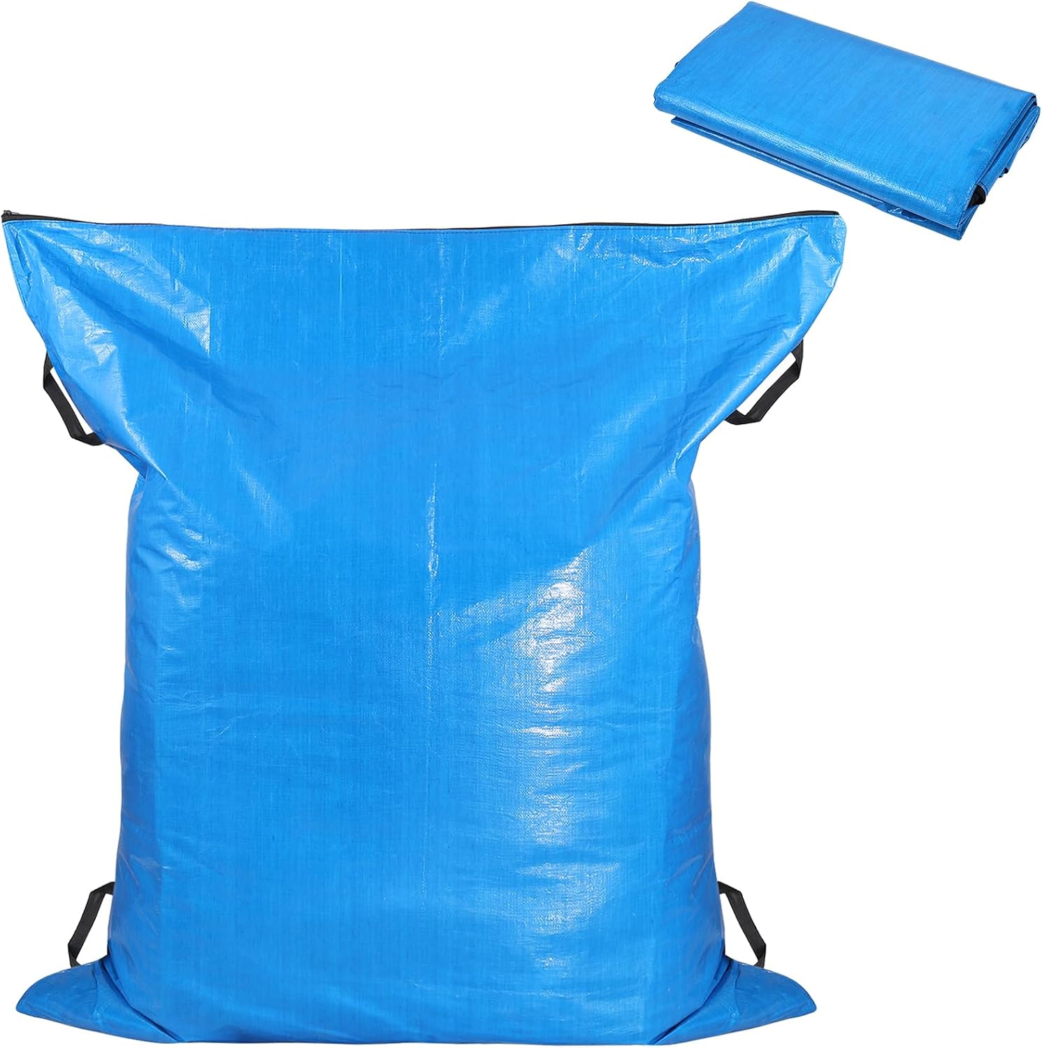 Pool Cover Storage Bag with 4 Carry Handles 48″ X 57″ Heavy-Duty Pool Cover Stowaway Bag Waterproof Pool Safety Cover Stowaway Bag for Winter Pool Covers & Pool Safety Cover Organizing(Blue)