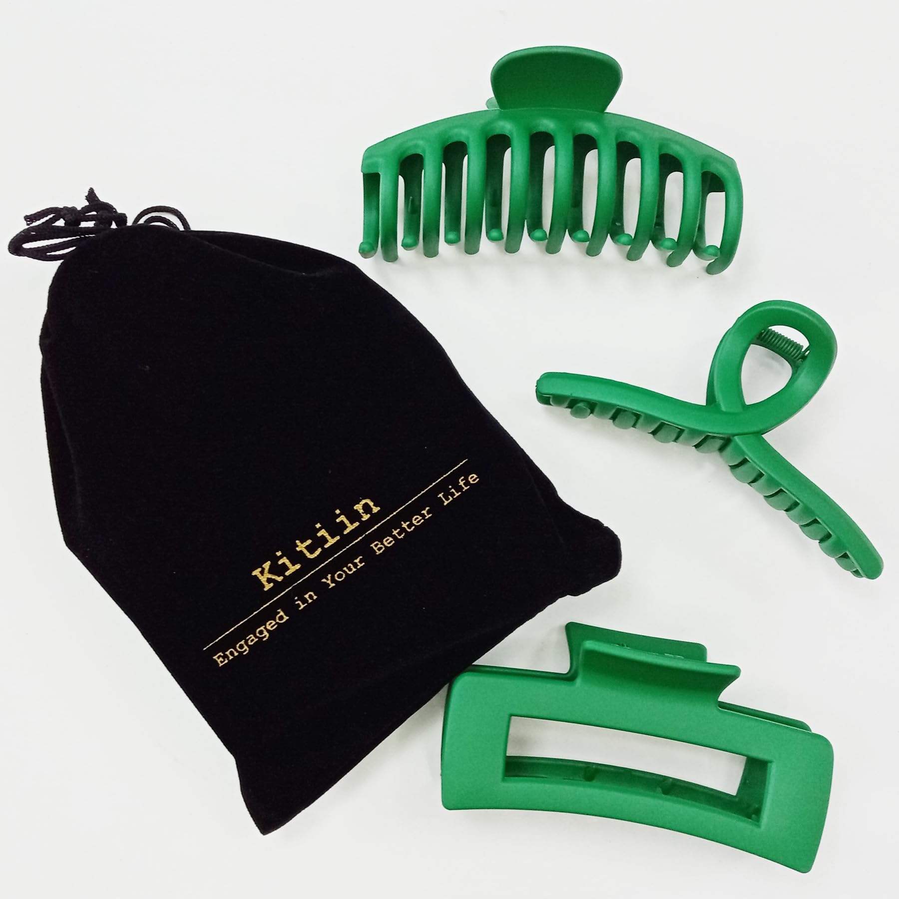 Amazon.com : Kitiin Solid Green Large Hair Claw Clips for  display picture 2