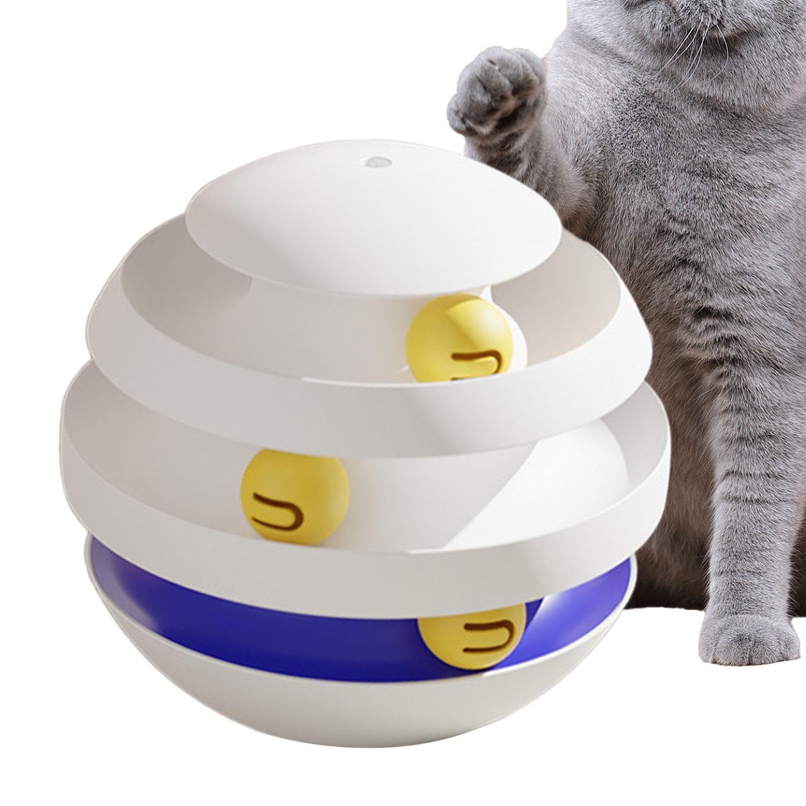 Jouet à Rouler pour Chat, Balle pour Chat, Jouet Amusant, Jouet Puzzle, Circuit Circulaire pour Chat avec Balle, Blanc