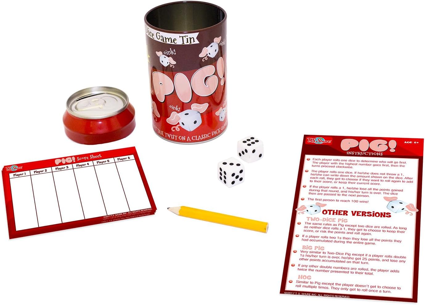 6 Pack Family Dice Games for Kids and Adults 4-8, 8-12 - Tin Can Travel Table Games and Activities, Farkle, Snake Eyes, Bunco, Dice of Liars, More | Family Game Night Bundle