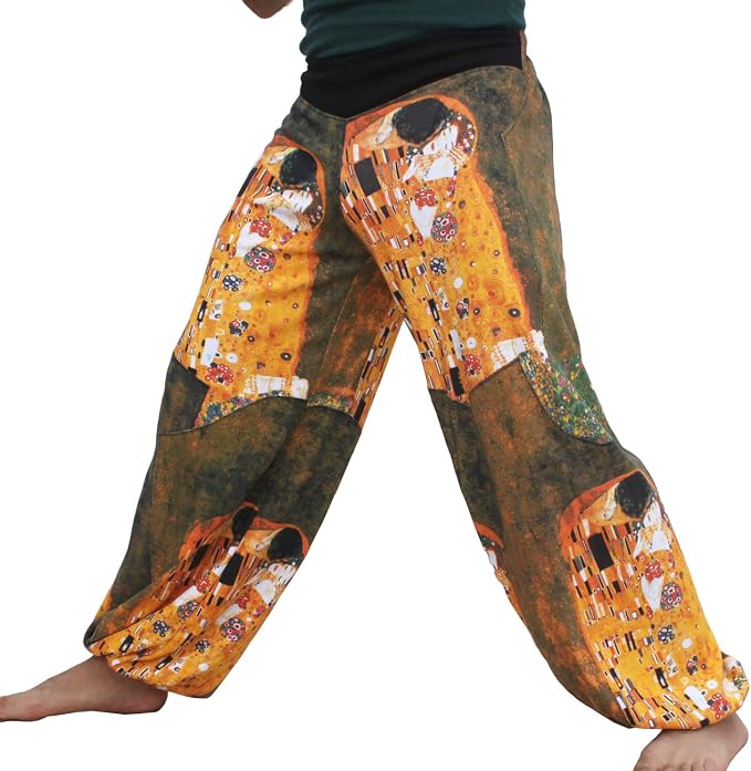 Raanpahmuang brand Full patch Billowy pantaloni Gustav Klimt il bacio Brown  Large : Amazon.it: Sport e tempo libero
