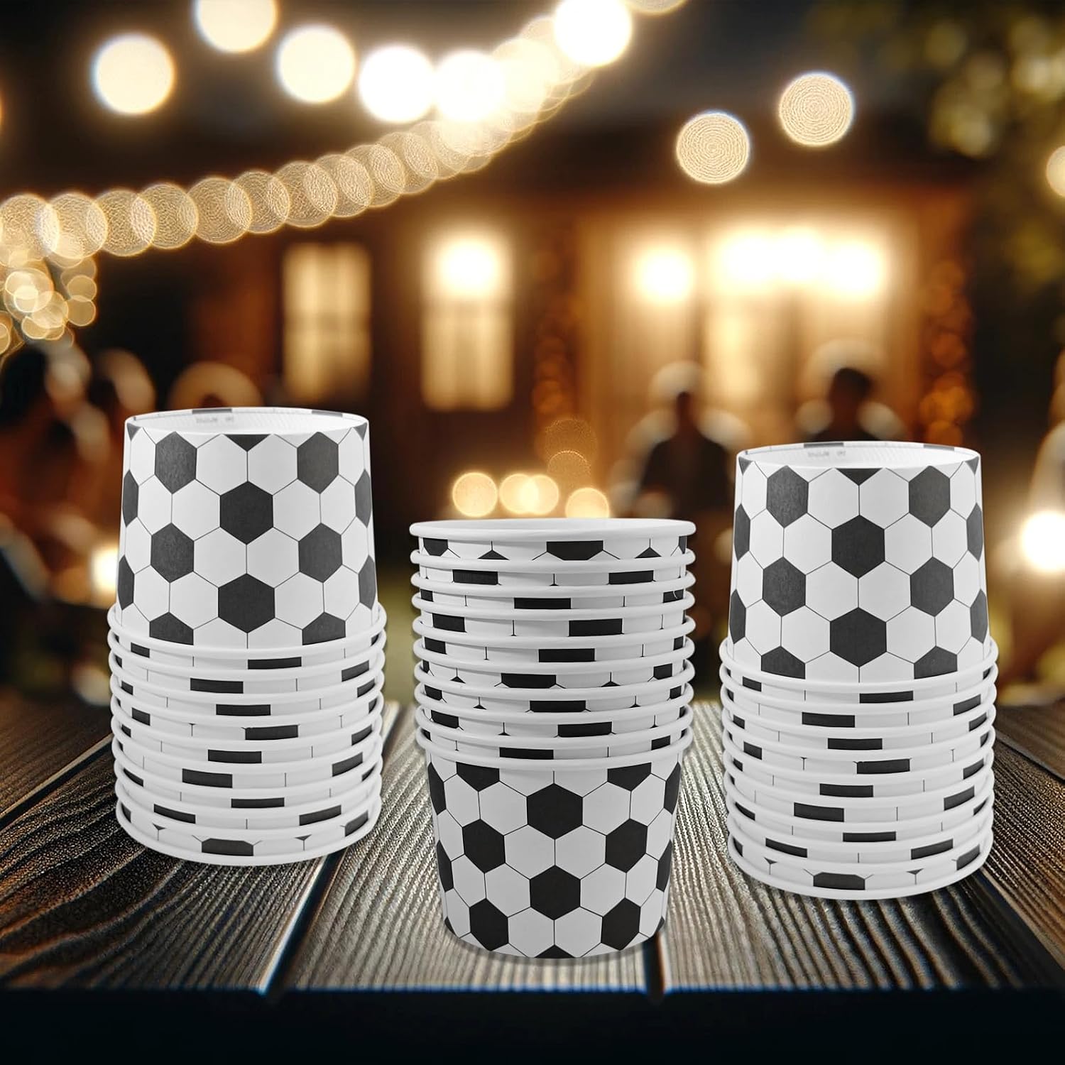 50 Pcs Soccer Ball Pattern Ice Cream Cups Paper Soccer Party Treat Snack Bowls Dessert Disposable Bowls 9 OZ for Yogurt Soup Fruit Soccer Birthday Party Supplies