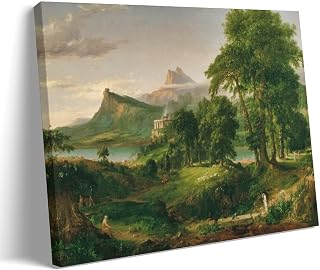 Thomas Cole The Course of Empire The Arcadian Or Pastoral State 1836 Landscape Art Print with Classical Temple And Figures for Wall Decoration Art Canvas Painting Decor Wall Print Photo Gifts Home Mod
