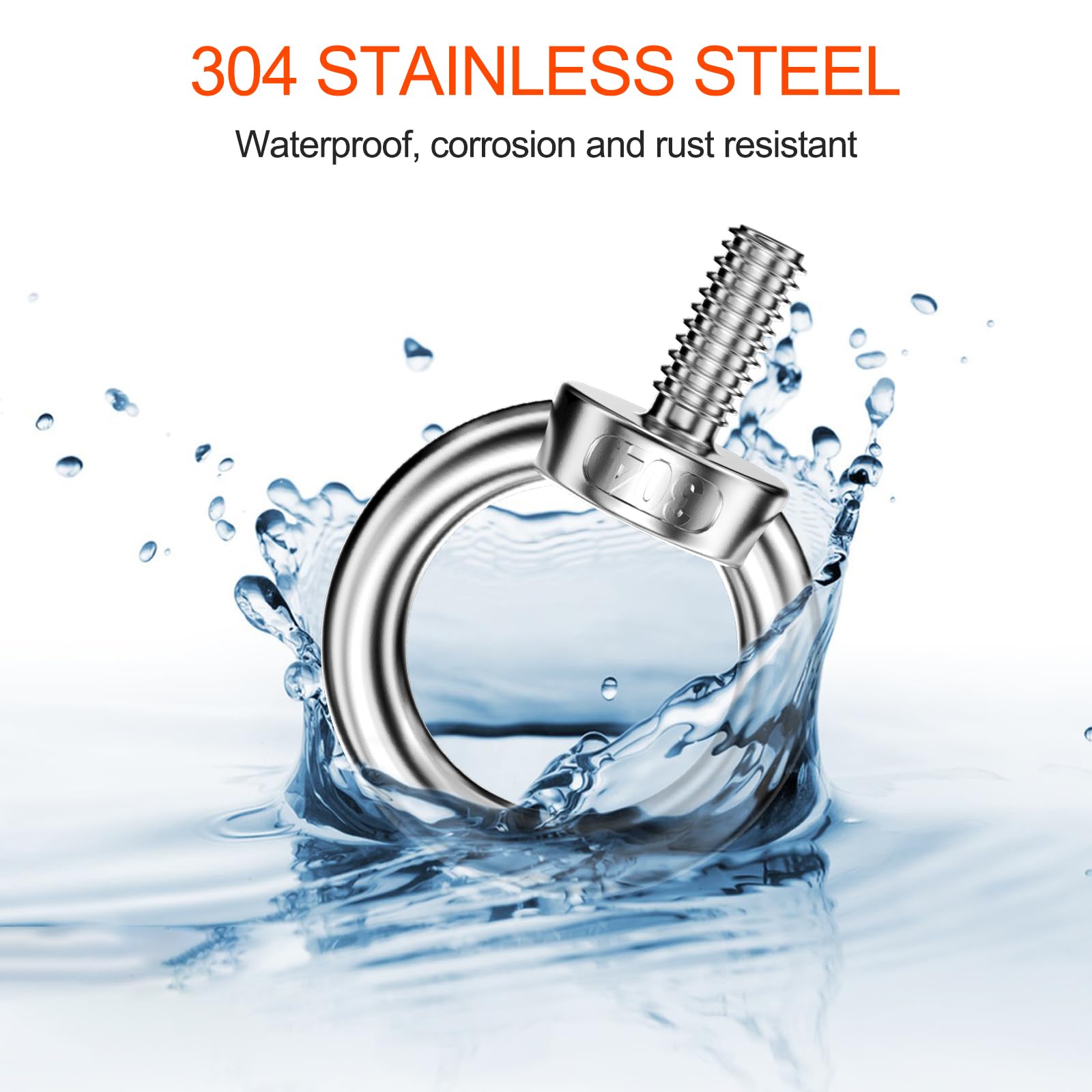 Mesybveo 5 Pezzi M8 Bullone Occhiello, 304 Vite ad Anello, Golfari Acciaio Inox, Filettatura Maschio Bullone ad Anello, Anello di Sollevamento Bulloni Acciaio Inossidabile per Fissaggio e Sospensione