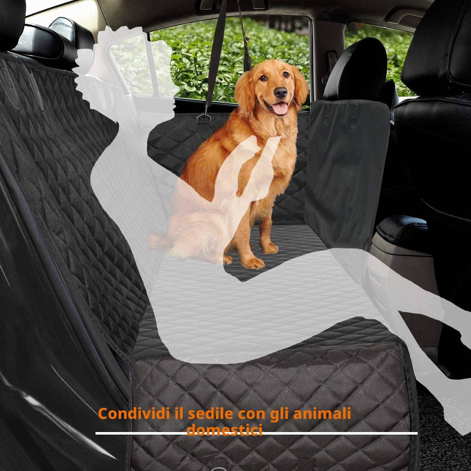 BingoPaw Coprisedili per auto per cani, protezione sedile auto per cane, protezione sedile posteriore, auto, tansport cane, impermeabile, misura universale (124 x 138 cm)