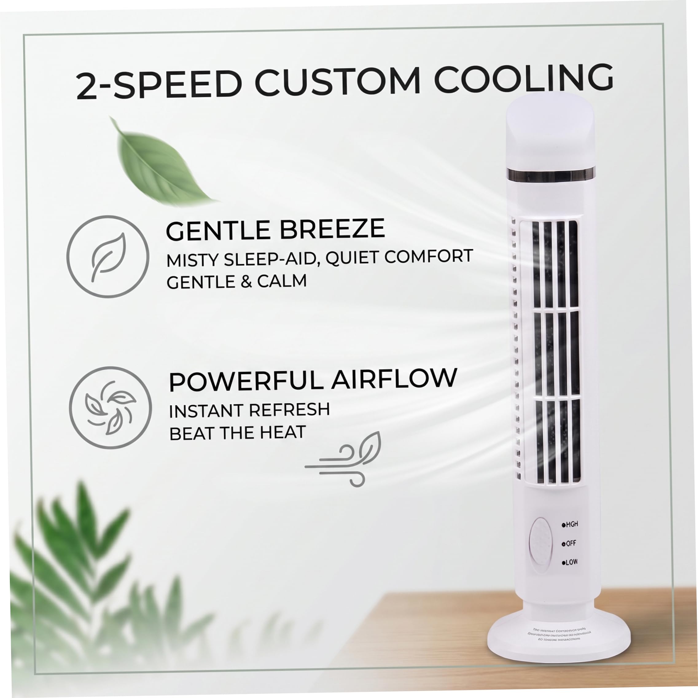 Paquete de 2 Ventiladores de Escritorio sin aspas, Mini Ventiladores de Torre de enfriamiento USB, Ventilador de Escritorio de pie para Oficina, Dormitorio, Sala de Estar, Blanco
