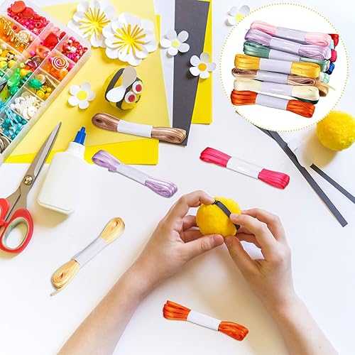 Miniatura 5 de 30 cintas finas para hacer lei de 1/8 pulgadas, 164 yardas, satén, multicolor, doble cara, grogrén, manualidades, tela de poliéster para envolver