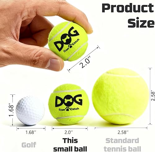 Vista 5 de Pelotas de tenis pequeñas para perros, 2.0 pulgadas, paquete de 6, pelotas chirriantes para perros de razas pequeñas, juguetes interactivos