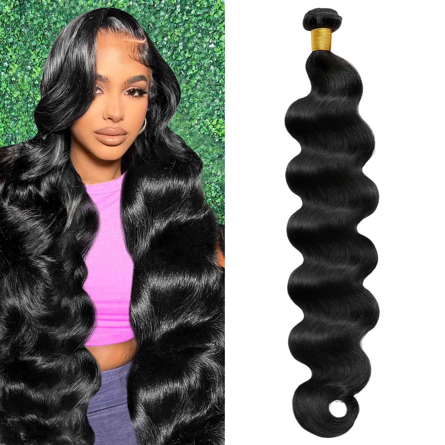16A Raw Human Hair Bundles Body Wave Bundles Human Hair 14 Inch 100% Unprocessed Indian Human 1 Bundle for Women Human Hair Extensions Quick Weave No Tangle Shedding Natural Black