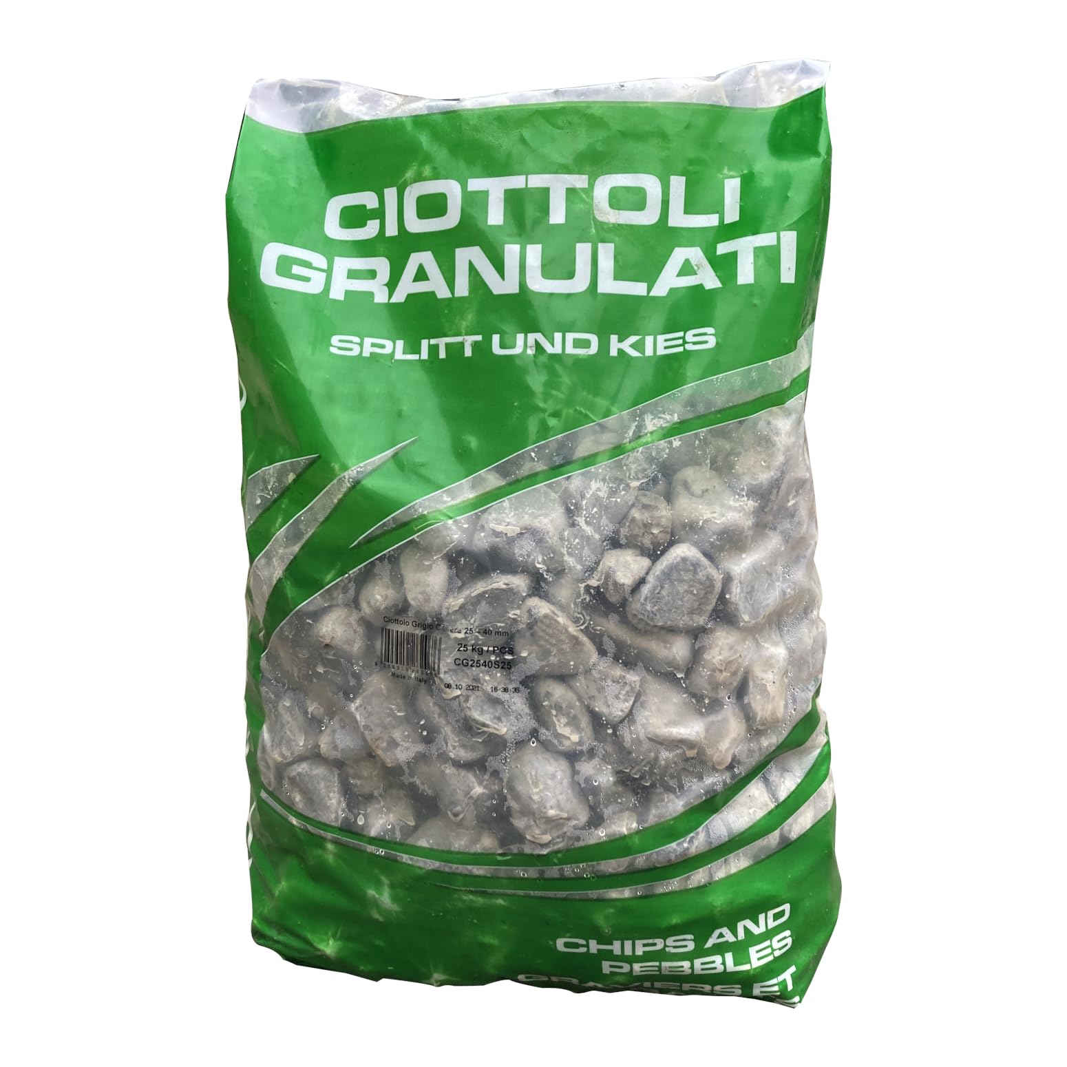 Ciottoli Decorativi Grigio Cenere per Giardino Aiuole Vasi Vialetto 25kg (15-25mm)