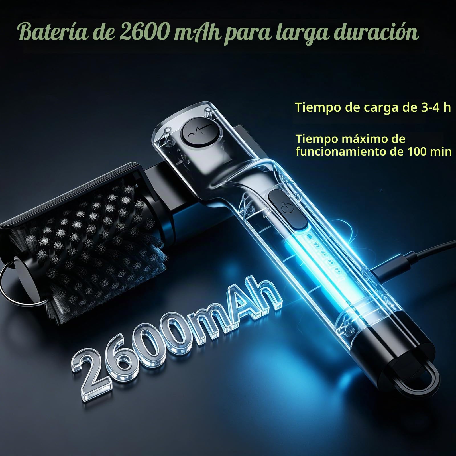 Cepillo Eléctrico para Barbacoa, Cepillo eléctrico para Parrilla con 3 velocidades, 180° Ajustable, 2 Cabezales, 100 Min de Autonomía, Limpiador de Parrilla Inalámbrico para Gas y Carbón