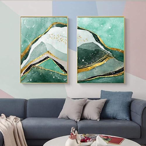 Miniatura 2 de Impresión en lienzo nórdico dorado geométrico póster lienzo arte de pared para decoración de dormitorio imagen 30x40cmx2 sin marco