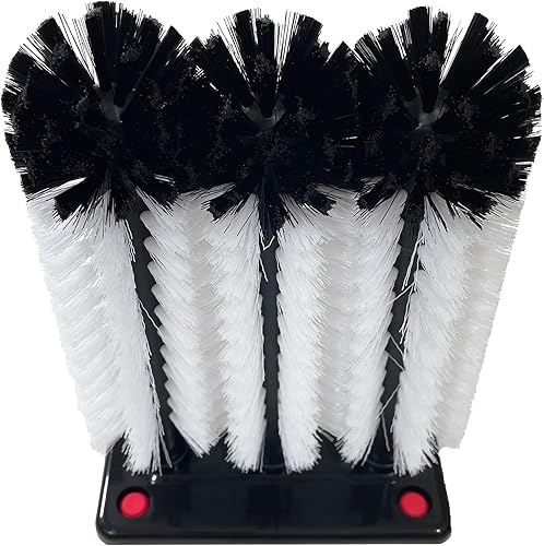 Miniatura 5 de Cepillo limpiador de vidrio – 3 barras de cepillo – Cepillos para vasos grandes vasos y botellas – Ventosas para un agarre estable en fregadero, bar