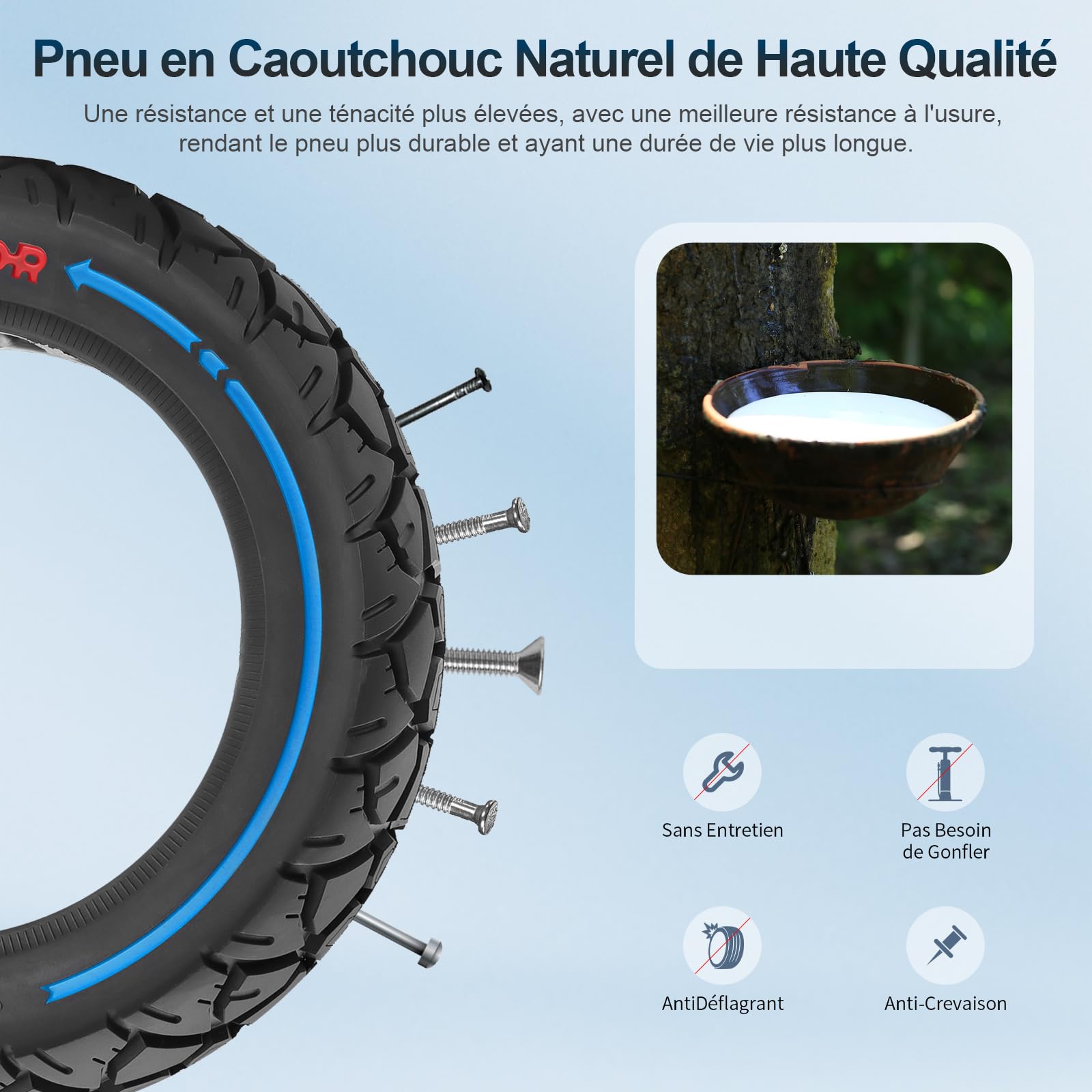 Lot de 2 pneus pleins en caoutchouc 10" - 250 x 54 - Pneus de rechange pour scooter électrique - Anti-crevaison - Largeur de fente : 36 mm - Pour roues d'une largeur de 34 à 36 mm (2 pièces)