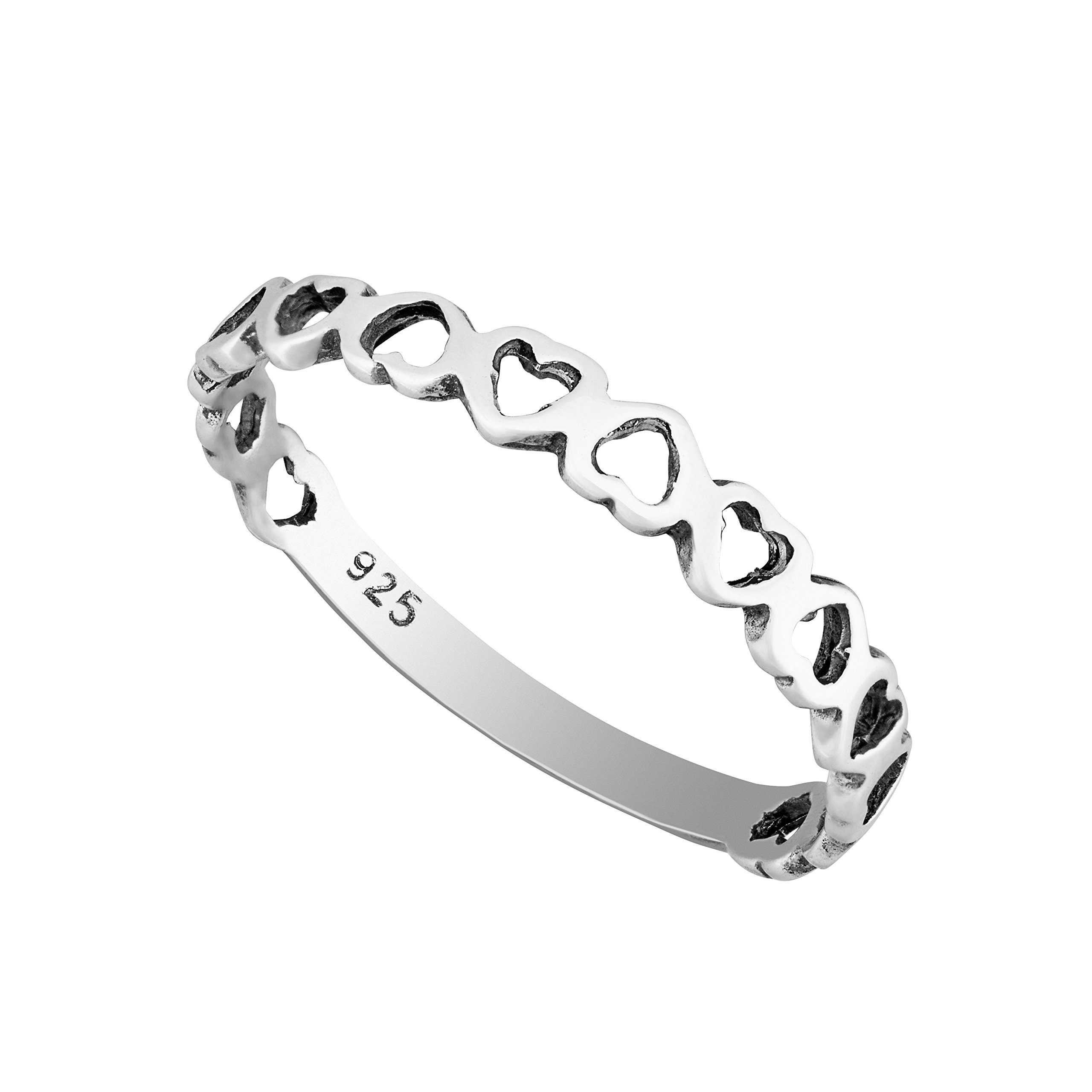 Solid 925 Sterling Silver Heart Stacking Ring 2.5mm Band in Sizes G-Z