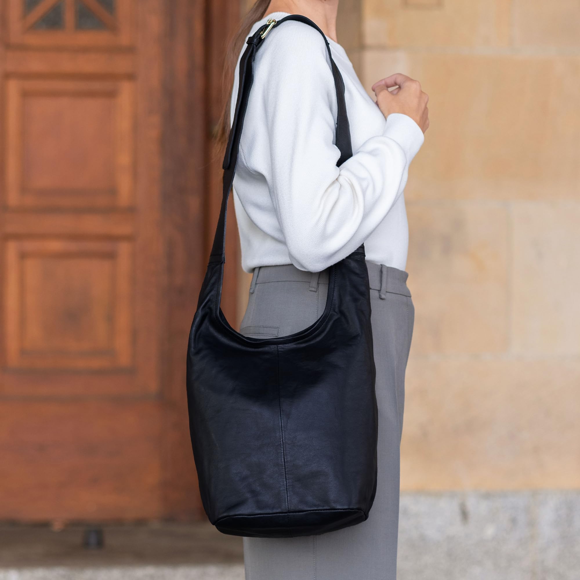 Gusti Leder Umhängetasche Damen Josephine – Shopper Tasche Damen Groß Echtleder Handtasche Braun – Leder Shopper Mittelgroß Handgefertigt