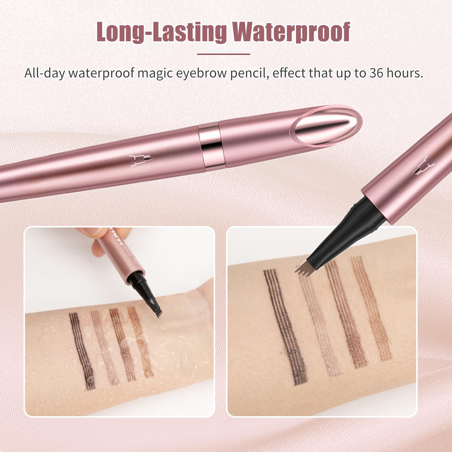 Microblading Eyebrow Pen, 2026 New Premium 4-Tip 3D Eyebrow Pencil, Waterproof Long-Lasting Fine Stroke Contouring Pen, Natural Makeup Effect for All Day (Dark Brown) - 5