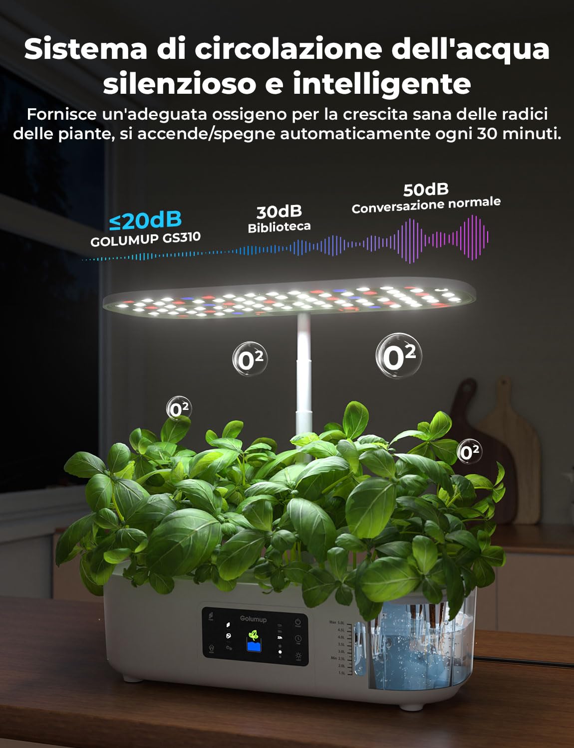 Serra Idroponica 13 Baccelli, Smart Garden con Doppia modalità di Coltivazione, con Luce LED per Coltivazione, Timer Automatico, Altezza Regolabile, Bianco