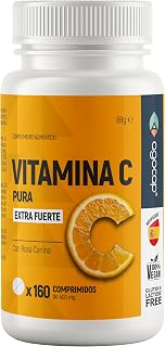 Vitamina C 1000mg, 160 Comprimidos Veganos con Bioflavonoides, con on Bioflavonoides y Rosal Silvestre. Vitamina C, Contribuye al Funcionamiento Norma