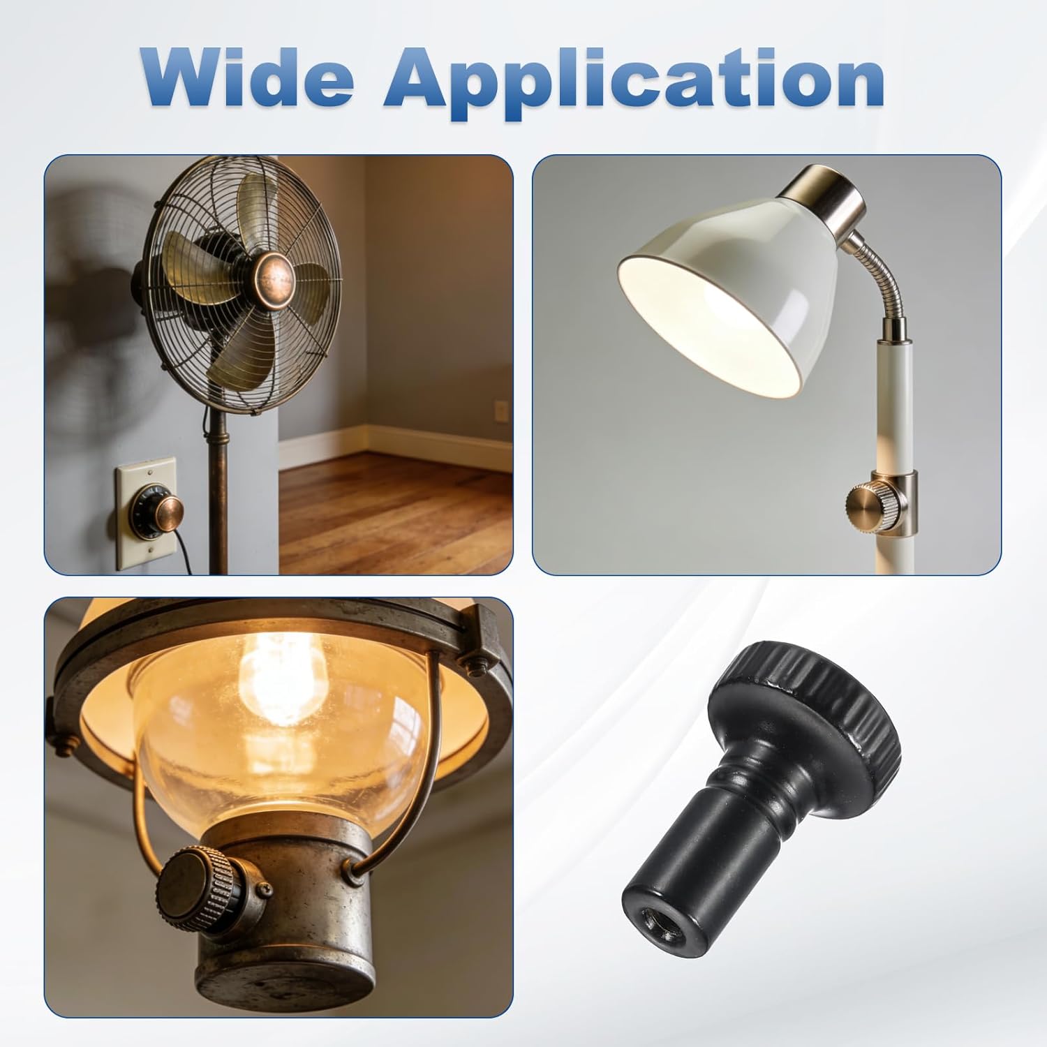 Lamp Turn Knobs On/Off 4 Pcs - Lamp Twist Switch Socket Key for Fans Fixtures Floor Table Metal Lamp Socket Twist Knob Replacement, Black