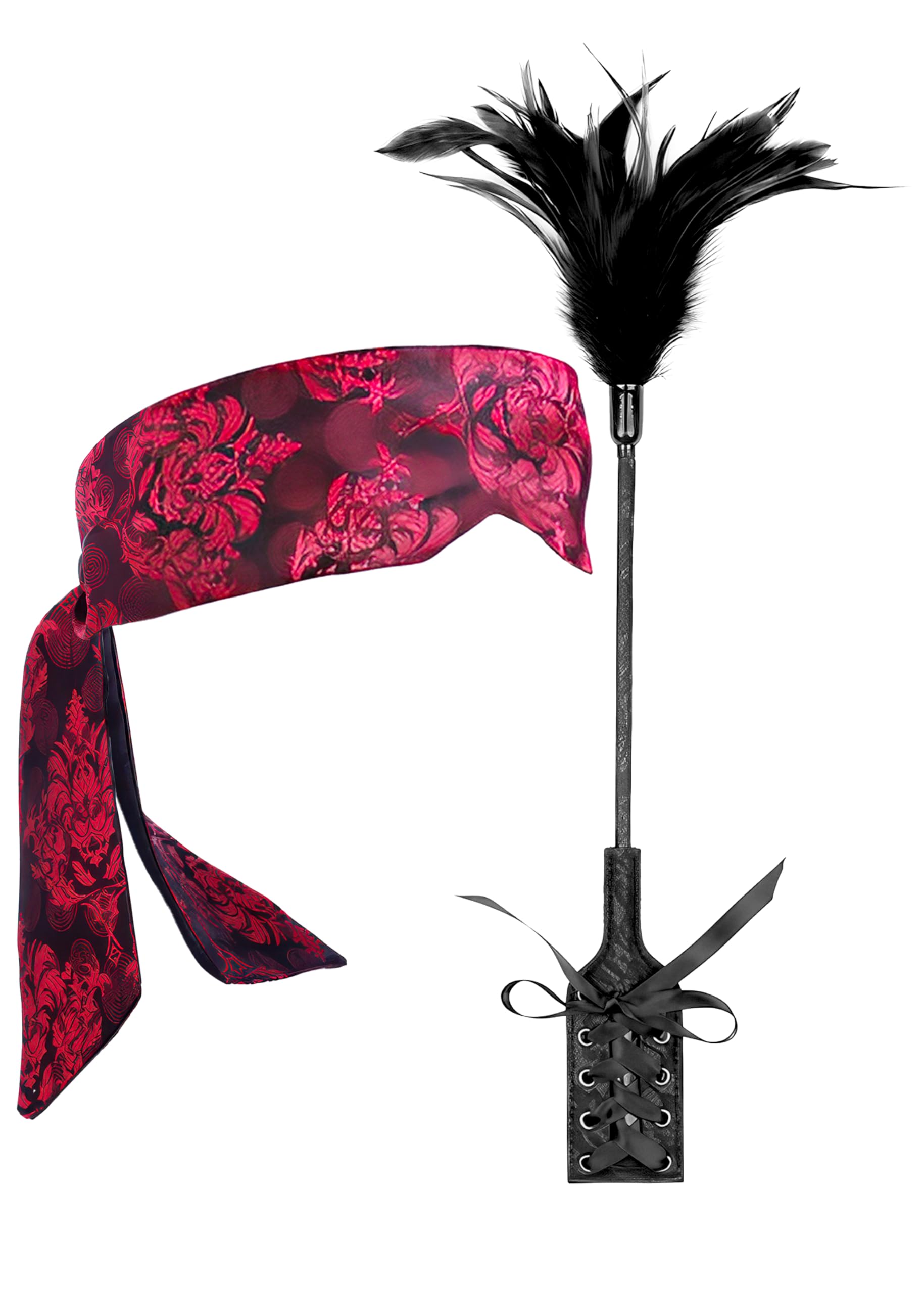 Adult Feather Tickler 16" Sex Blindfold for Adults Couples Satin Mask 59" Romantic Toys Kit Eye Silk Mask Faux Leather Feather Ticklers Teasers