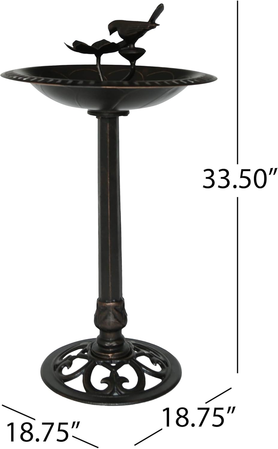 Outdoor Aluminum Bird Bath Black Pedestal Iron