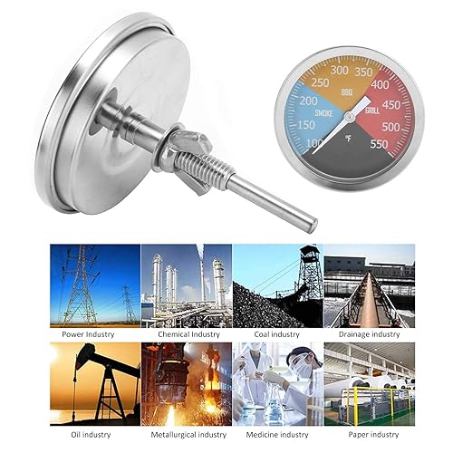 Miniatura 6 de Medidor de temperatura de horno de metal de 100-550 , tipo puntero para ahumar, barbacoa, parrilla para cocinar en el hogar, termómetro de cocina de