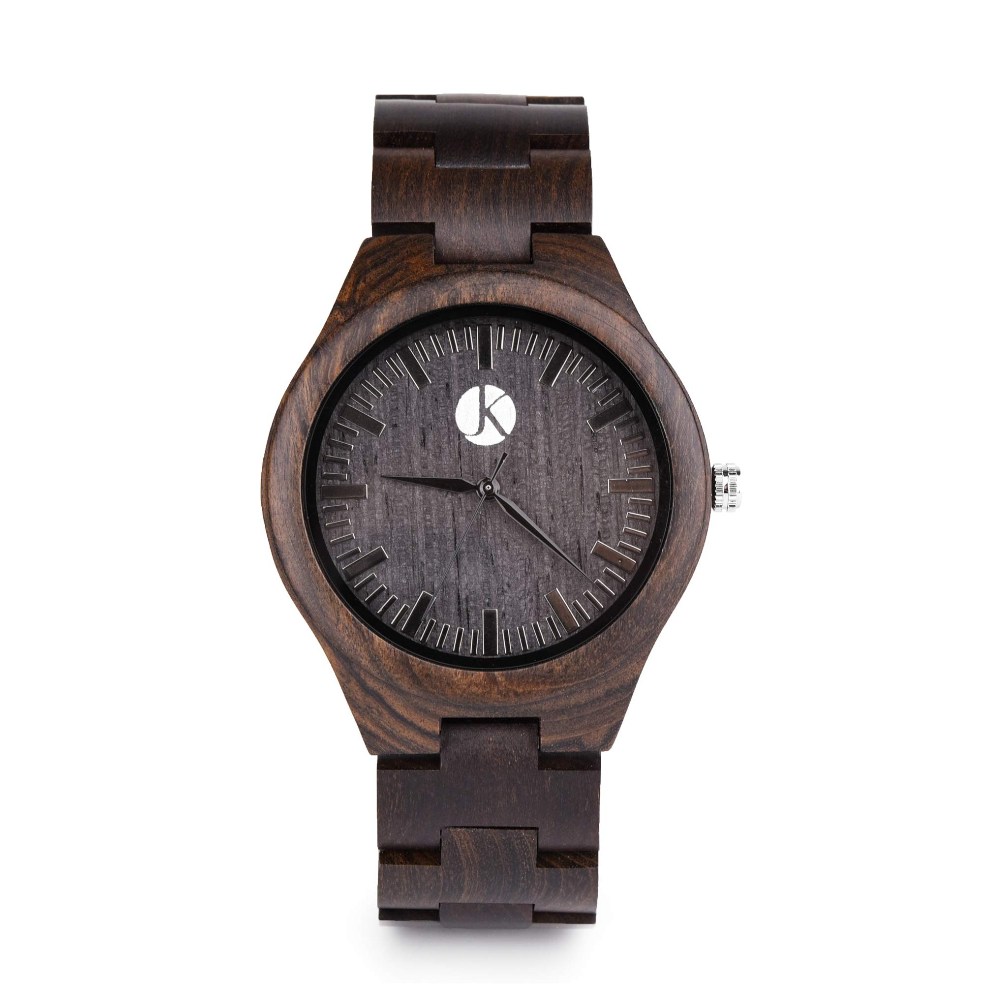 Kim Johanson Herren Ebenholz Armbanduhr *Dark Star* in Braun/Schwarz mit Einem Gliederarmband Handgefertigt Quarz Analog Uhr inkl. Geschenkbox