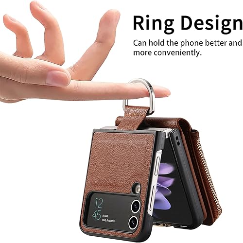 Miniatura 3 de Asuwish Compatible con Samsung Galaxy Z Flip 3 5G 2021 - Funda tipo cartera y ranura para tarjetas, anillo con cierre magnético, a prueba de golpes,