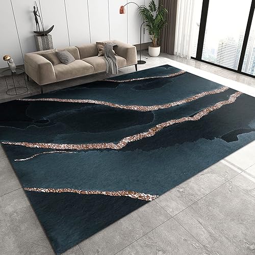 Miniatura 3 de Alfombras modernas y minimalistas, alfombras interiores con costuras oscuras, alfombras lavables, antideslizantes, gruesas, cómodas, para sala de