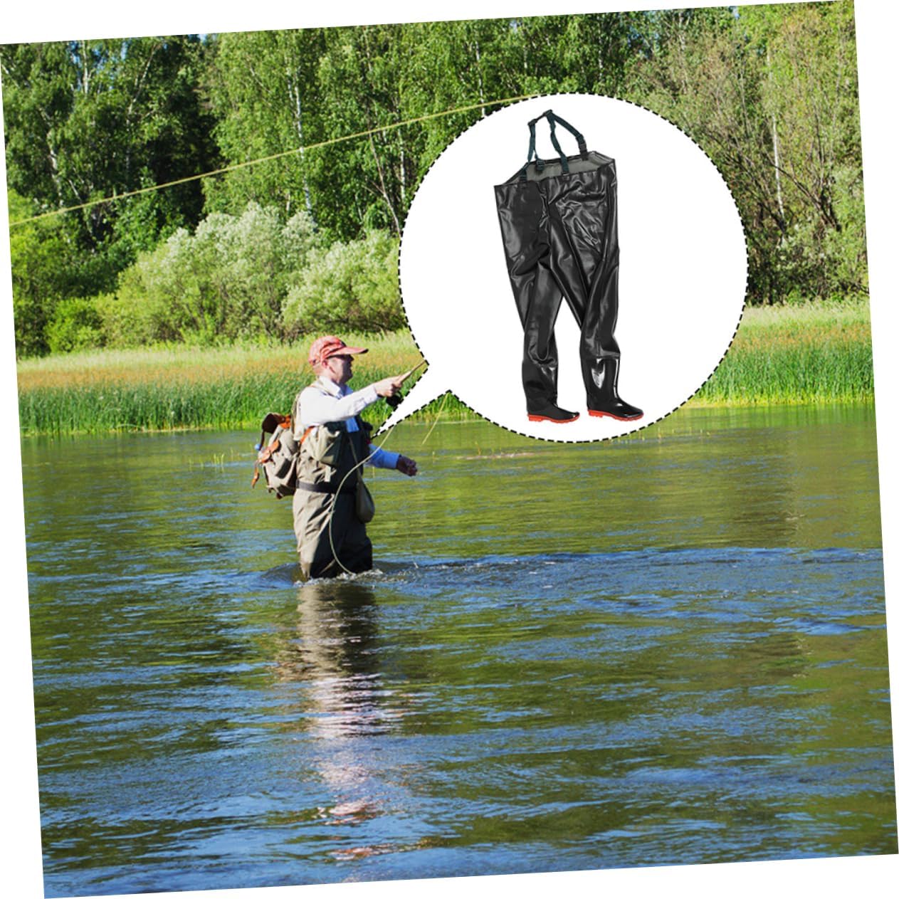 SUPVOX 1pcs Fishing Pants Wading Suits for Men Lightweight Flexible Outdoor Fishing Gear for Hunting Farm Work Black