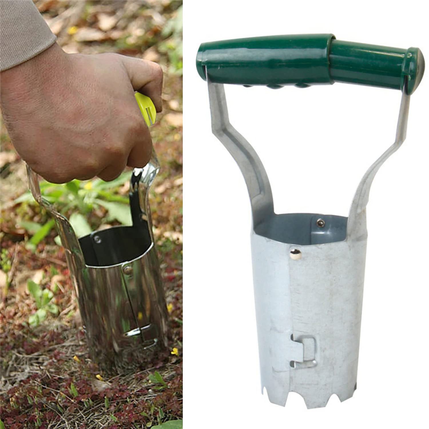 FAXIOAWA Acciaio Inossidabile con Manico Lungo, fioriera bucaneve, Strumento per fioriera Manico Lungo, Dibber a bulbo, distributore di Semi di Semina, perforatrice, Strumento di trapianto