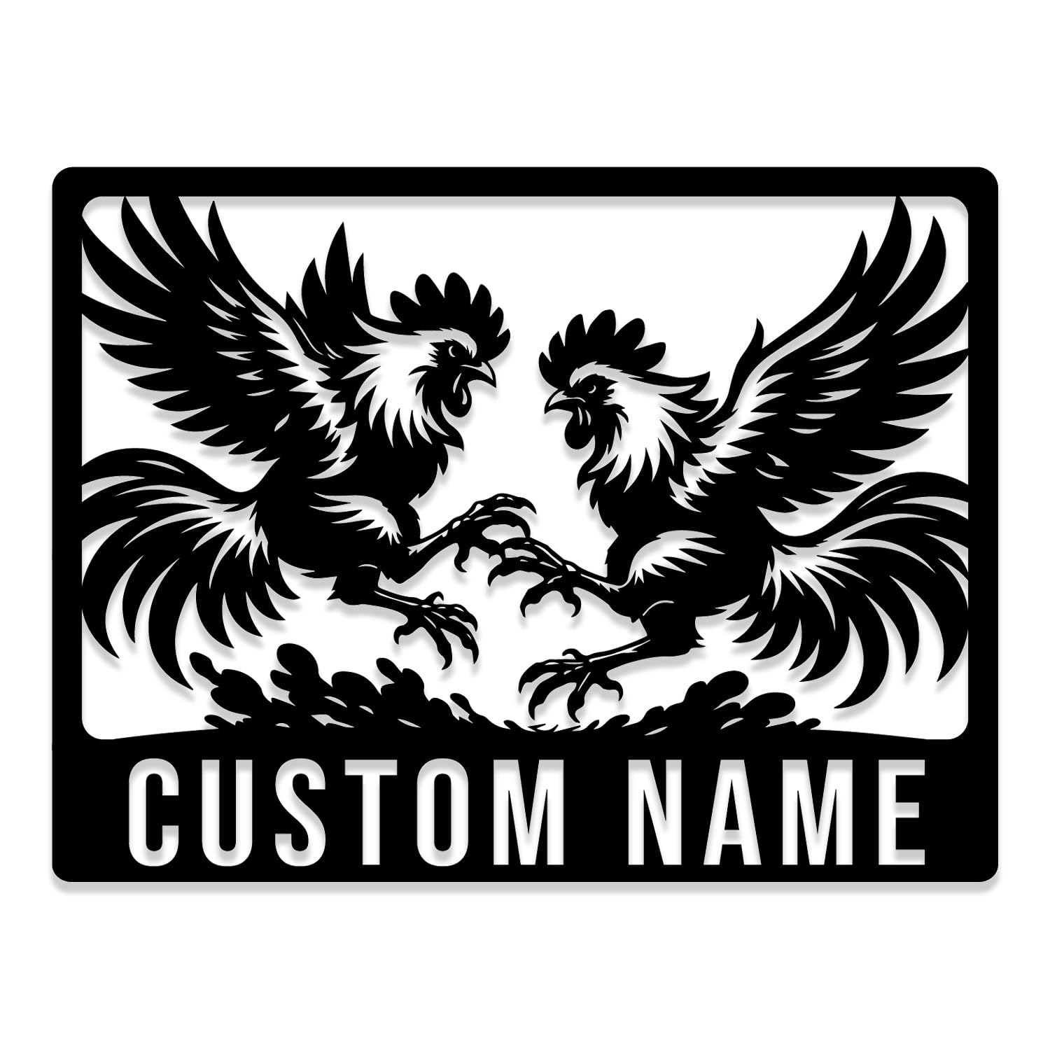 Oldeve Style-E Custom Metal Rooster Sign,Personalized Chicken Coop Metal Sign,Rooster Farm Hanging Plaque, Farmhouse Barn Country Decor (Style-E)