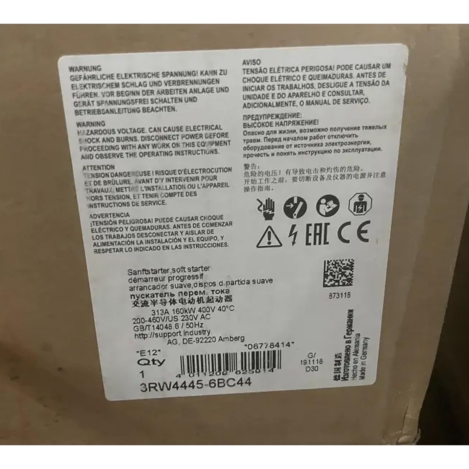 SMOCONE 3RW4445-6BC44 New and Sealed in Box 3RW44456BC44 1-Year Warranty